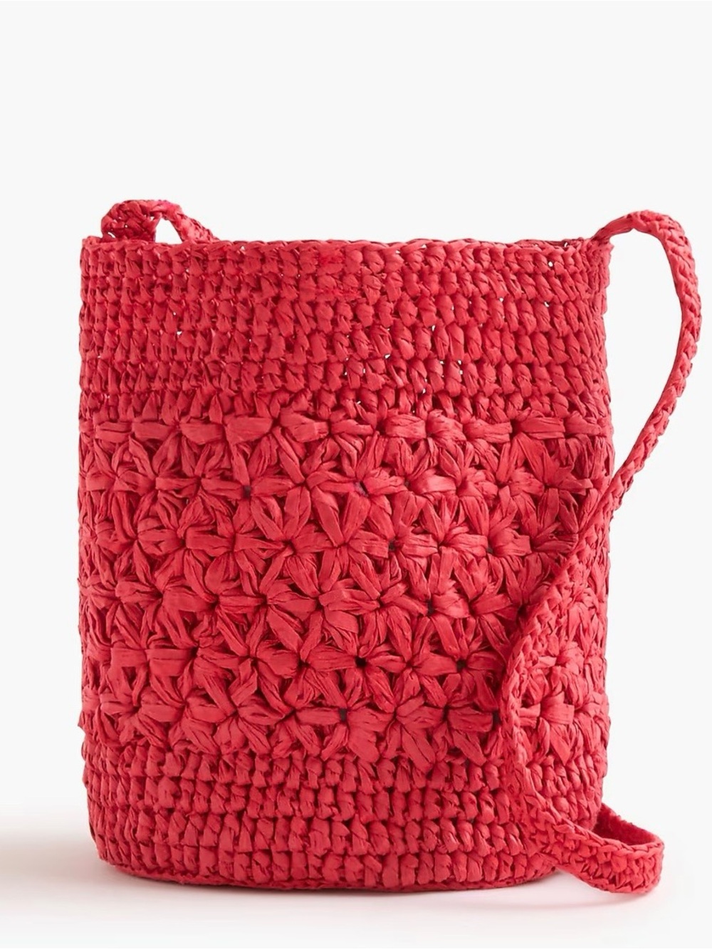 NWT J.Crew Factory Red Floral Woven Bucket Bag